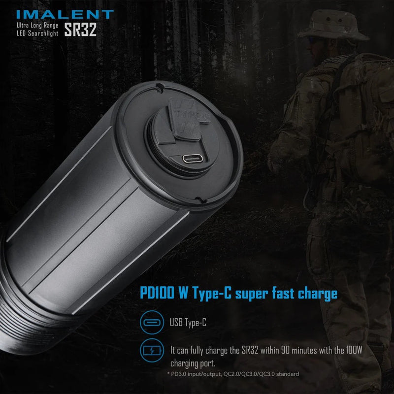 Imalent SR32W 120,000 Lumen Rechargeable Longest Throw LED Flashlight - Warm White