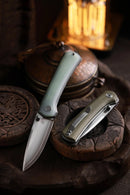 North Mountain Blade Ultra Quick-Open Design 3in SLD-Magic Japanese Blade Jade G10 Handle