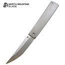 North Mountain Blade KAIKEN – 3.5" M390 Tanto, Flat Titanium Handle & Titanium Clip