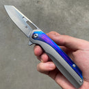 Kansept Shard K1006A4 – 3.5″ CPM‑S35VN Wharncliffe Flipper, Titanium Frame Lock with Timascus Overlay & Clip