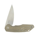 Giant Mouse ACE Corta 3.1in BÃ¶hler M390 Microclean Stainless Steel Green Canvas Micarta Handle