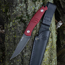 Giant Mouse GMF2-P-R 3.63in PVD N690 Fixed Blade Red G10 Handle Black Leather Sheath
