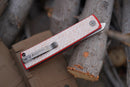 North Mountain Blade Japanese Style Folding Knife 3.5in SLD-Magic Steel Silver Carbon Fiber + Red G10 Handle