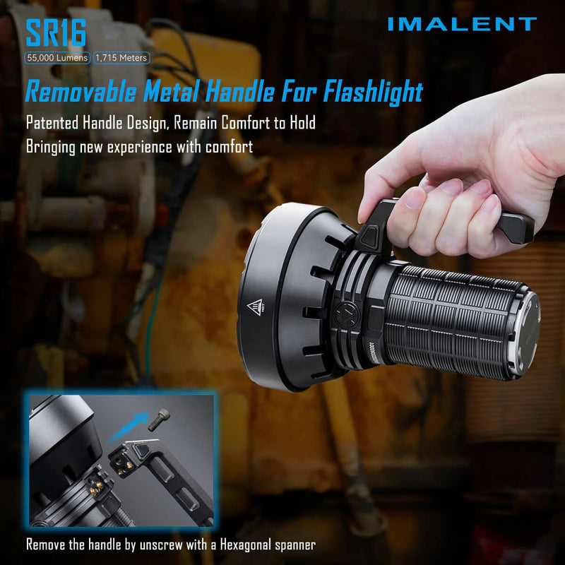 Imalent SR16 55,000 Lumen Long Distance Throwing Rechargeable Flashlight 16 * CREE XHP50.3 Hi LEDs