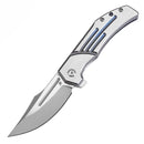 Kansept Orion 3.07in S35VN CNC Textured Milled Blade Blue and Satin Titanium Handle - K1089B1