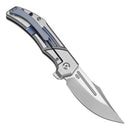 Kansept Orion 3.07in S35VN CNC Textured Milled Blade Blue and Satin Titanium Handle - K1089B1