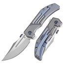 Kansept Orion 3.07in S35VN CNC Milled Blade Blue Anodized Titanium Handle - K1089A1