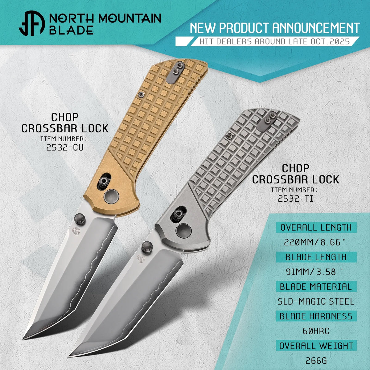 North Mountain CHOP 2532-CU Brass | SLD-Magic Tanto Knife Crossbar