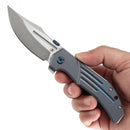 Kansept Orion 3.07in S35VN CNC Milled Blade Blue Anodized Titanium Handle - K1089A1