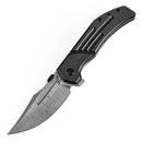 Kansept Orion 3.07in Damascus CNC Milled Blade Blackwash Titanium Handle - K1089A3