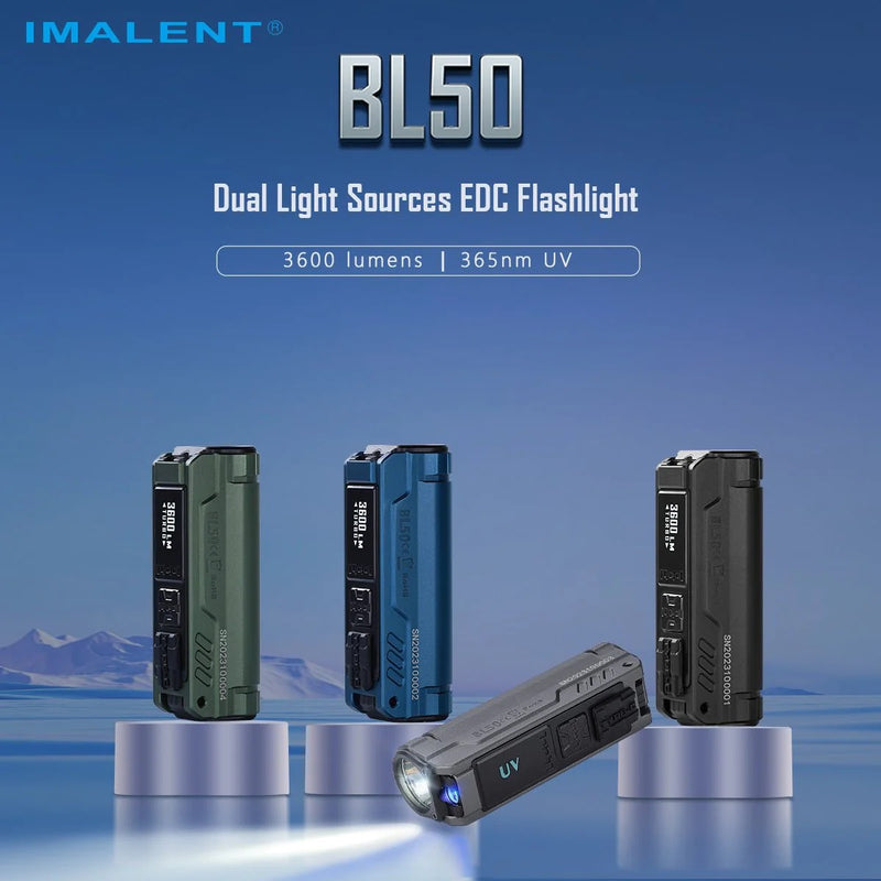 Imalent BL50 3600 Lumen Rechargeable EDC Flashlight w/ UV Light - Royal Blue