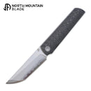 North Mountain Blade CHOP 4 2412-CF – SLD San Mai Japanese-Style Tanto, 3K Carbon Fiber, Front Flipper