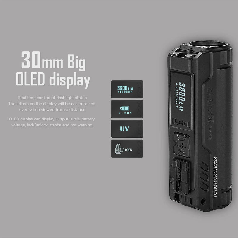 Imalent BL50 3600 Lumen Rechargeable EDC Flashlight w/ UV Light - Gray