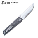 North Mountain Blade CHOP 4 2412-CF – SLD San Mai Japanese-Style Tanto, 3K Carbon Fiber, Front Flipper