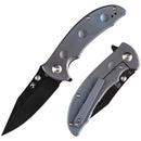 Kansept Rei 3.14in 20CV Black Stonewashed Blade Blue Anodized Titanium Handle - K1061A3