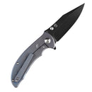 Kansept Rei 3.14in 20CV Black Stonewashed Blade Blue Anodized Titanium Handle - K1061A3
