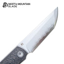 North Mountain Blade CHOP 4 2412-CF – SLD San Mai Japanese-Style Tanto, 3K Carbon Fiber, Front Flipper