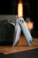 North Mountain Blade 2418-JD-G-5 Chop – 3.5" 5-Layer Copper Steel Jade G10 Grid Textured Handles Crossbar Lock