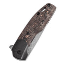Kansept Cassowary 2.9" Damascus with Black Stonewashed Titanium & Copper Carbon Fiber Handles - K2065B5