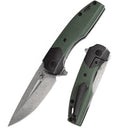Kansept Cassowary 2.9" Damascus Blade Green G10 & Black Titanium Handles - K2065B6