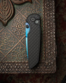 Pro-Tech Knives TR-3 INTEGRITY Sapphire Blue PVD S35VN Blade Relic Textured Black Handles INT106-SB