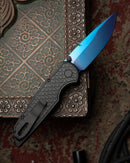 Pro-Tech Knives TR-3 INTEGRITY Sapphire Blue PVD S35VN Blade Relic Textured Black Handles INT106-SB