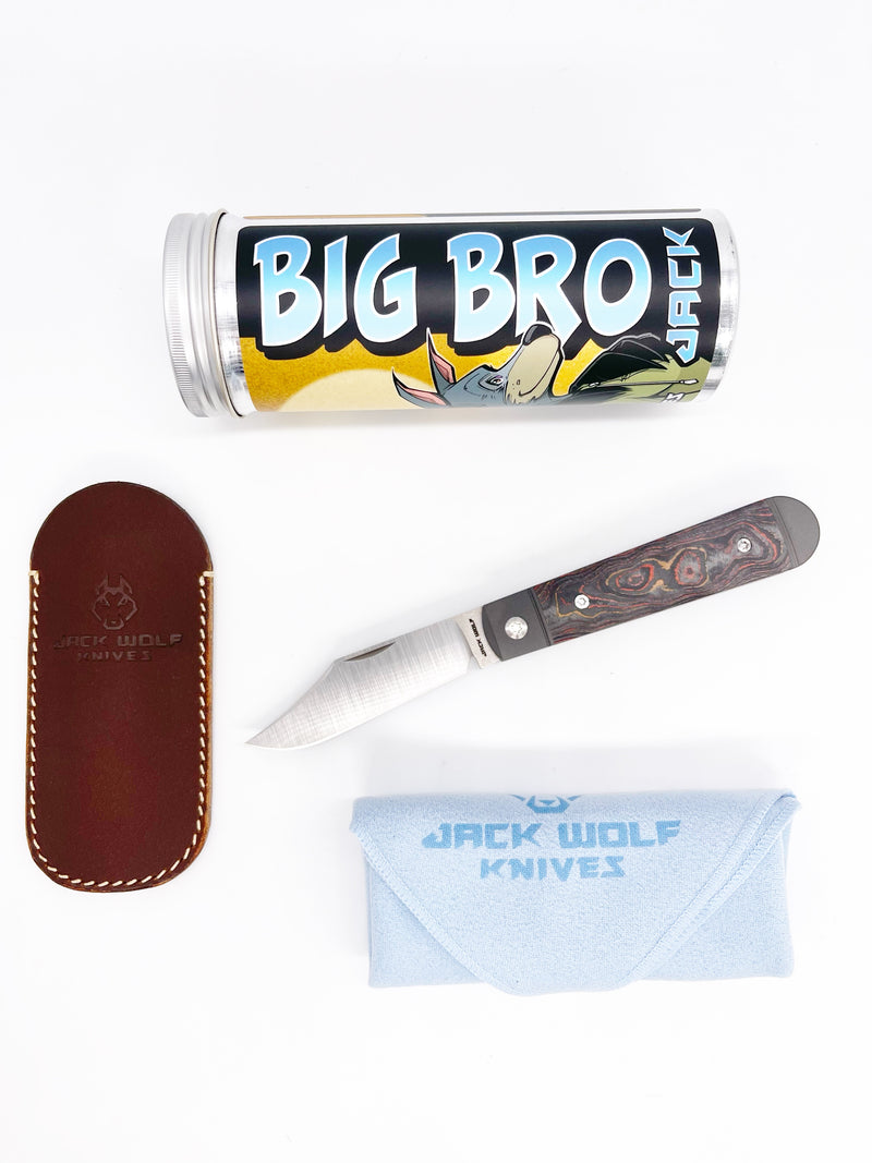 Jack Wolf Knives Big Bro Jack CamoCarbon Sunset Orange Slip Joint Folding Knife