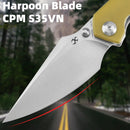 Kansept Fenrir K1034P1 – 3.48″ CPM‑S35VN Harpoon-Flipper, Titanium with Amber Ultem Inlay