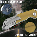 Kansept Fenrir K1034P1 – 3.48″ CPM‑S35VN Harpoon-Flipper, Titanium with Amber Ultem Inlay