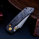 Kansept Fenrir K1034V1 – 3.48" Damascus Blade, Shred Carbon Fiber Handle, Crossbar Lock (Greg Schob Design)