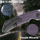 Kansept Fenrir 3.48" CPM S35VN Blackwash Titanium + Purple Micarta K1034Z1