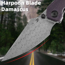 Kansept Fenrir 3.48" Damascus Blackwash Titanium + Purple Micarta K1034Z2