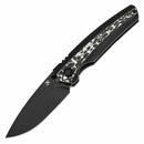 Kansept Thumb Stub Raven K2109A1 – 3.13" CPM 20CV Stonewashed Blade, Blackwash Titanium & Black/White Nebula Carbon Fiber, Frame Lock