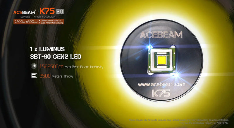 Acebeam K75 2.0 Red LED 1650 Lumen Long Distance Throw Flashlight (1,208 meters)