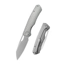 KB Socius Folding Knife 3.46" S90V Tanto Blade Gray Titanium Handle KB300A