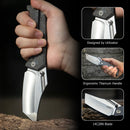 Kubey Hamster Frame Lock Folding Knife Gray Titanium Handle 3.46" Satin 14C28N KU402A