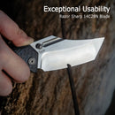 Kubey Hamster Frame Lock Folding Knife Gray Titanium Handle 3.46" Satin 14C28N KU402A
