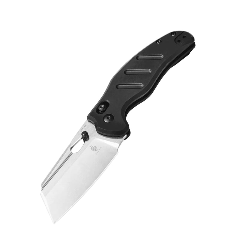 Kizer Sheepdog Cross Bar Lock 3.15in 154cm Blade Black Aluminum Handles - V4488AC2