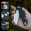Kubey 10-8 Button Lock Folding Survival Knife 3.15" 14C28N Satin Sheepsfoot Blade Black G10 Handle KU363A