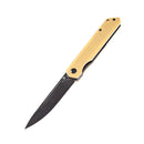 Kansept Prickle Flipper Knife – 3.53" CPM-S35VN Blade, Brass Handle, Max Tkachuk Design K1012B1