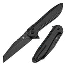 Kansept Kosame Button Lock T1093F2 – 3.37" 154CM Blackwash Blade, Blackwash Titanium with Blue Carbon Fiber Inlay