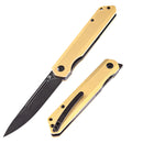 Kansept Prickle Flipper Knife – 3.53" CPM-S35VN Blade, Brass Handle, Max Tkachuk Design K1012B1