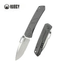 Kubey Blackout Folding Knife 3.15" M390 Satin & Sandblast Drop Point Blade Gray Titanium Handle Frame Lock KB259B