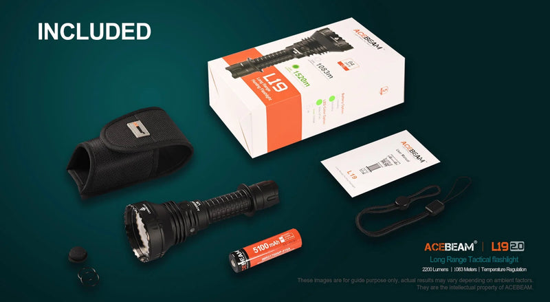 Acebeam L19 2.0 2200 Lumen Green LED Long Range Flashlight 1 x 21700 USB-C Rechargeable - OPEN BOX