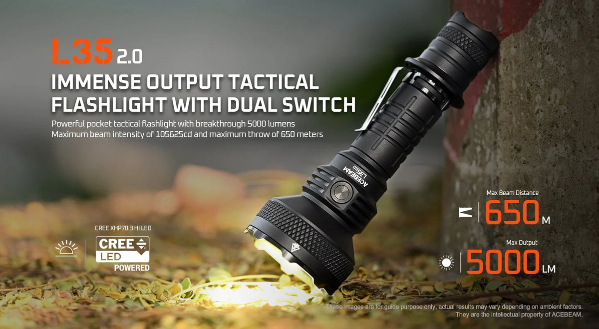 Acebeam L35 2.0 Tactical Flashlight | 5000 Lumens | USB-C Acebeam L35 2.0 Tactical Flashlight | 5000 Lumens | USB-C