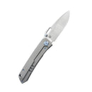 Kubey Blackout Folding Knife 3.15" M390 Belt Satin Drop Point Blade Gray Titanium Handle Frame Lock KB259A