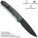 Miguron Akri Front Flipper Knife 3.18" 14C28N Dark Grey PVD Blade Grey G10 Handle MGR-801DGS