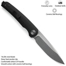 Miguron Akri Front Flipper Knife 3.18" 14C28N Stonewash Blade Black G10 Handle MGR-801WBKS