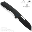 M Miguron Keryx Flipper Folding Knife Black Micarta Handle 3.17" Black PVD 14C28N Blade MGR-813MBK