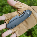 M Miguron Keryx Flipper Folding Knife Black Micarta Handle 3.17" Black PVD 14C28N Blade MGR-813MBK